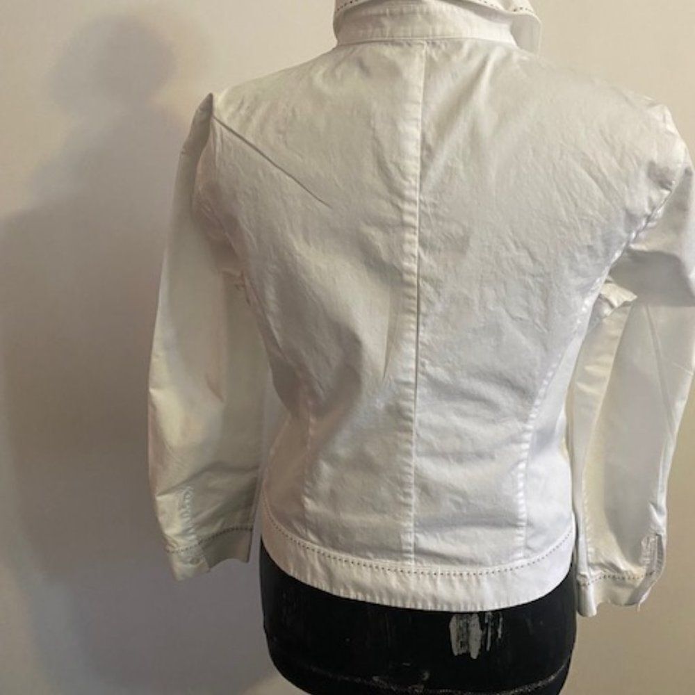 Talbots White Button-Down With Black Stitching Sh… - image 2